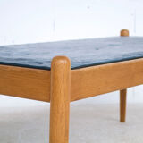 Scandinavian coffee table oak and slate 60's