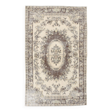 5x9 Cream & Brown Turkish Vintage Rug 162x260Cm SK 24779