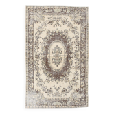 5x9 Cream & Brown Turkish Vintage Rug 162x260Cm SK 24779