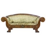 Canapé Biedermeier antique en vert avec des détails en laiton, 1860