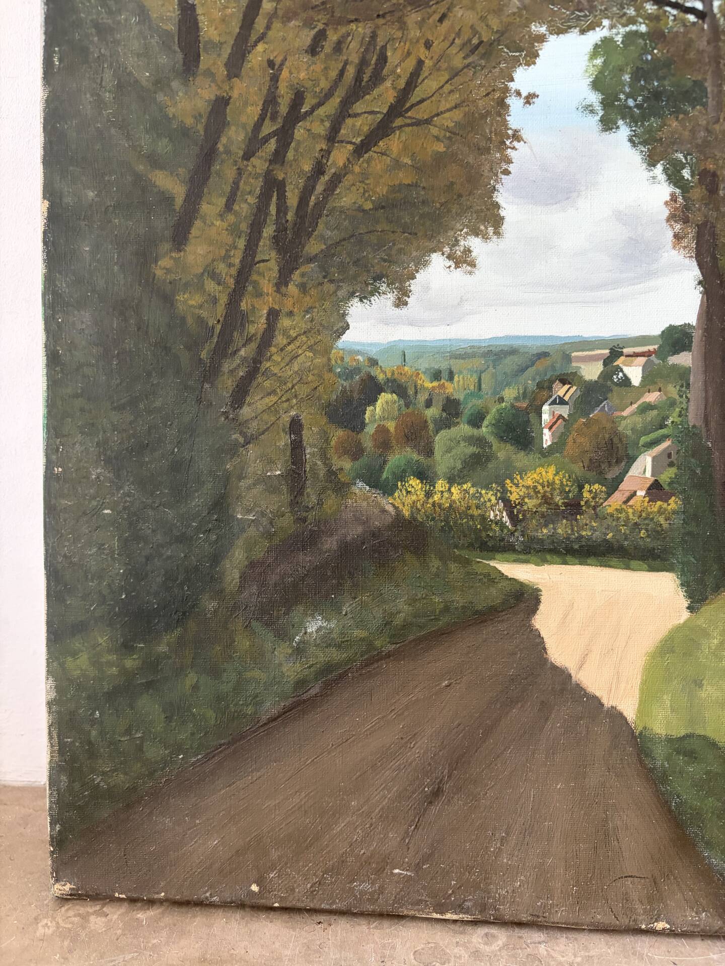 Vue sur le village, huile sur toile