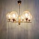 Brass chandelier with amber cracked glass globes, 1950s-60s