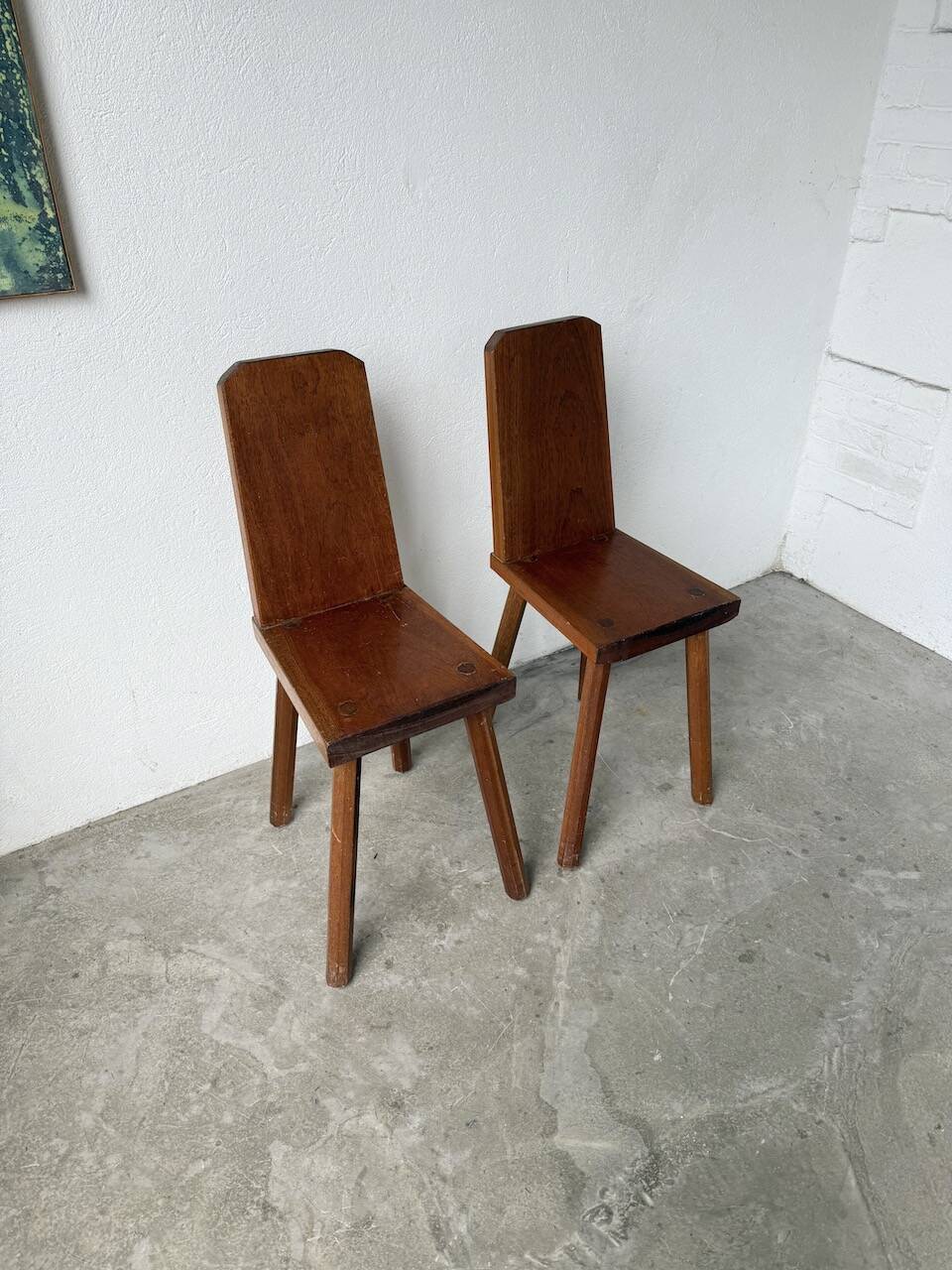 Paire de chaises brutaliste en chêne 1950