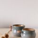 Set of 2 sandstone cups, artisanal pottery, vintage, 1980