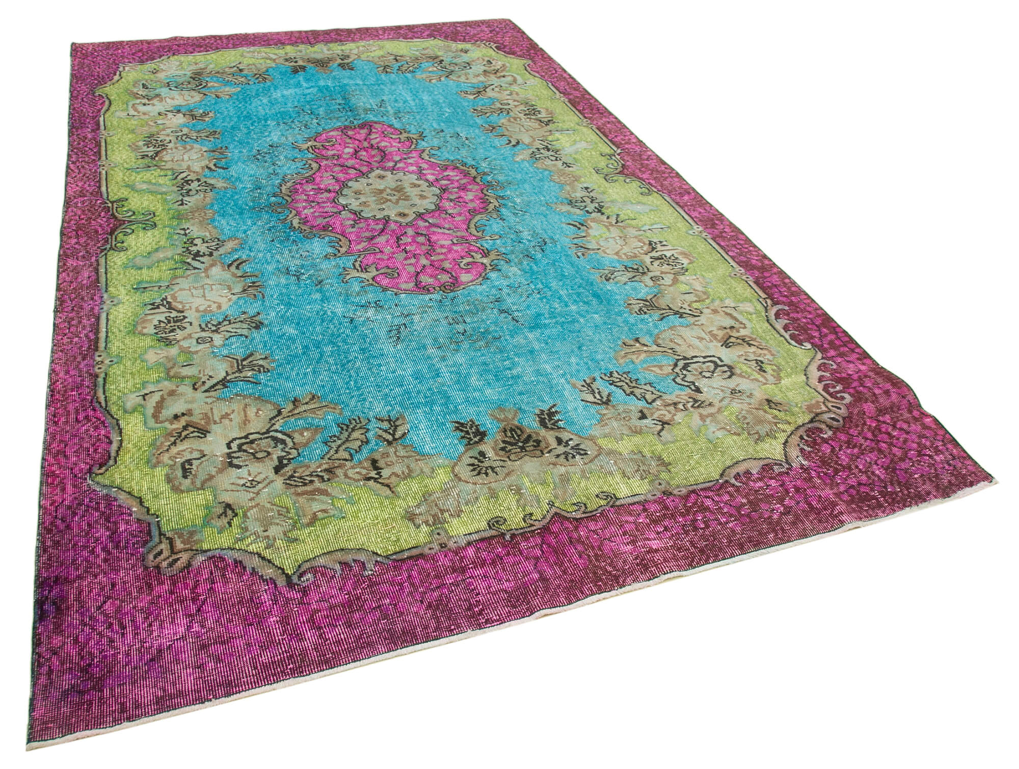 Hand-knotted rustic anatolian 1980s 198 cm x 315 cm multicolor carpet