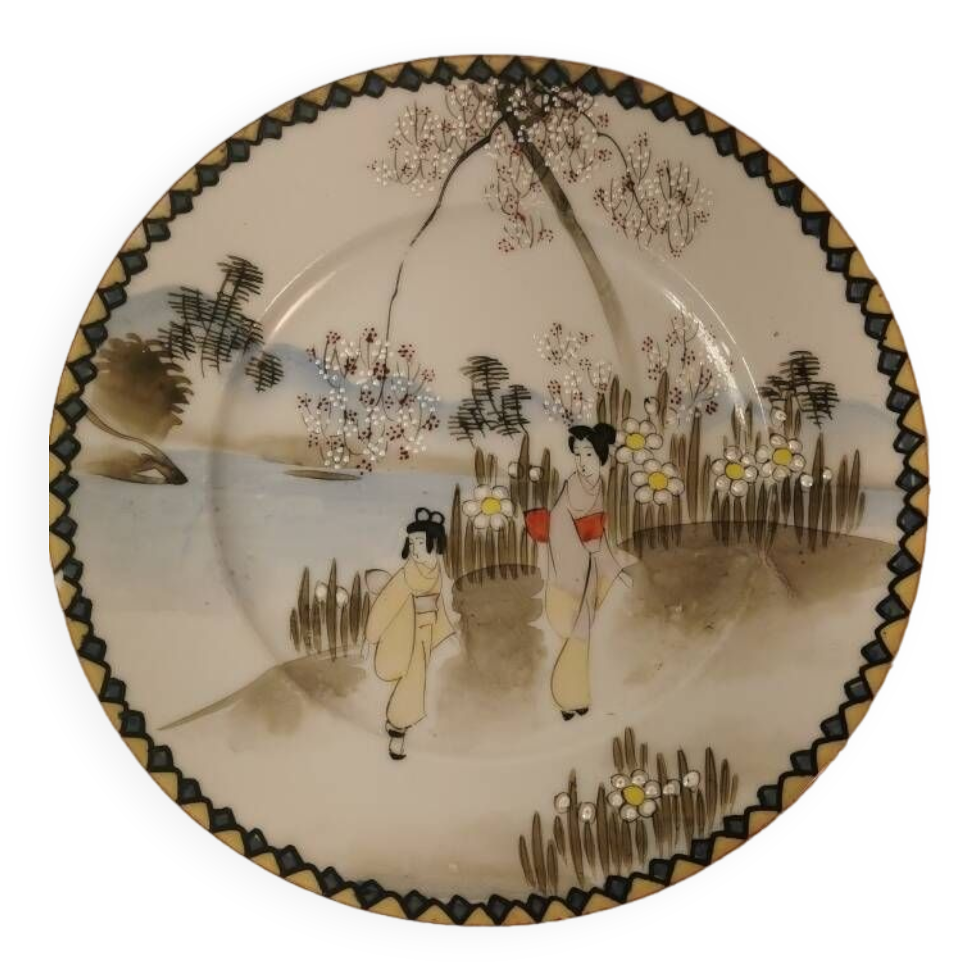 Japanese Kutani Hand-Painted Porcelain Plate