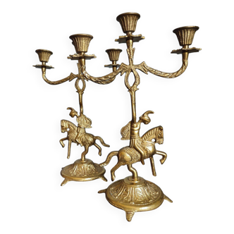 Set of two vintage cavalier candlesticks