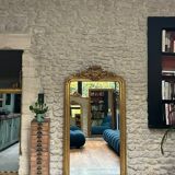 Antique mirror 173/94.5cm Louis-Philippe with a pediment and beaded overmantel.