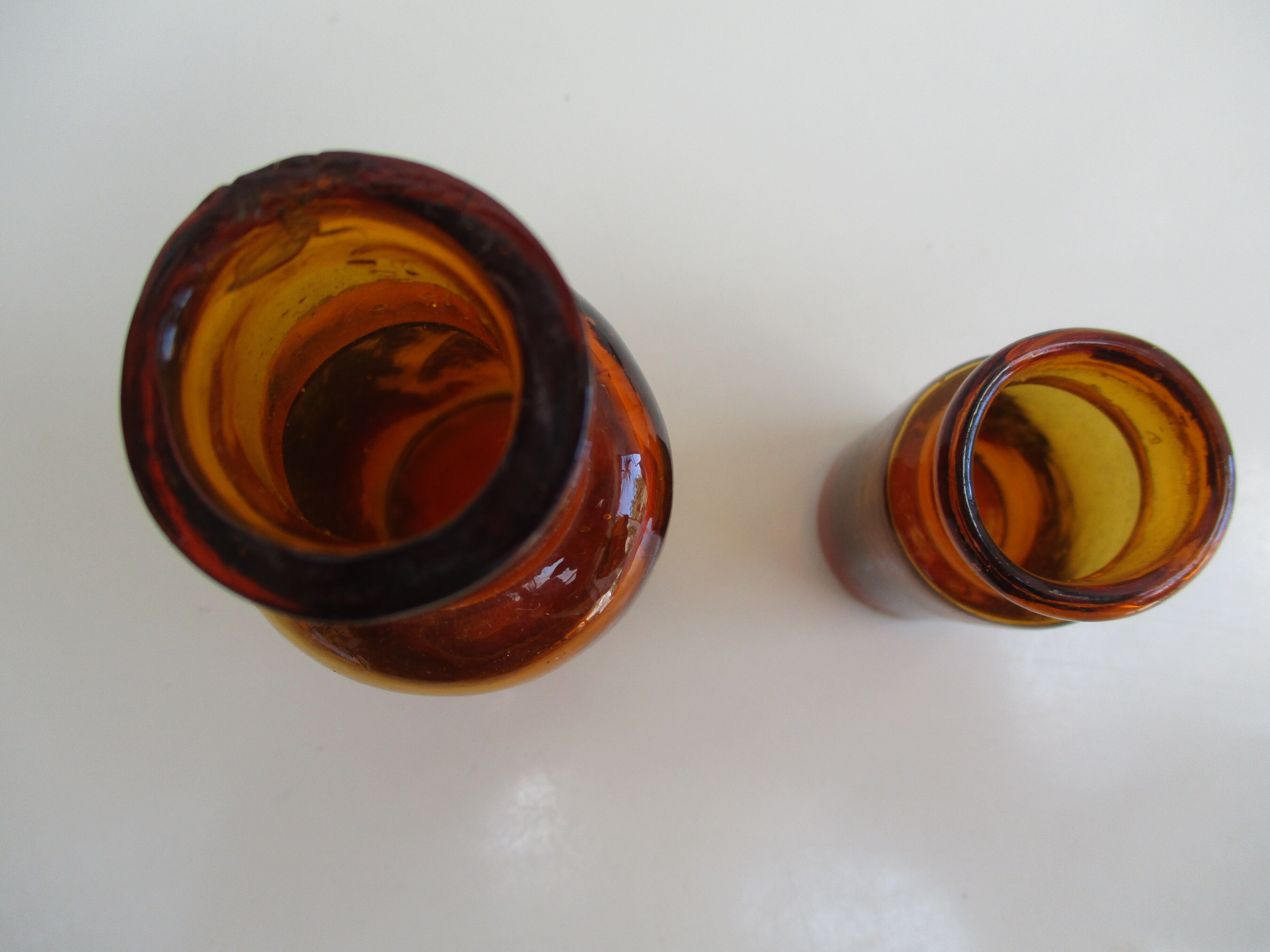 Lot of 3 old amber glass bottles