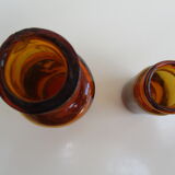 Lot  de 3 flacons anciens en verre ambré