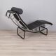 Vintage 1980s Metal and Leather Chaise Lounge, Italian Design
