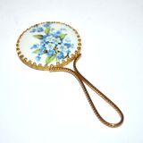 Vintage Gilded Handmirror and Limoges Porcelain - Pocket Mirror / Handbag