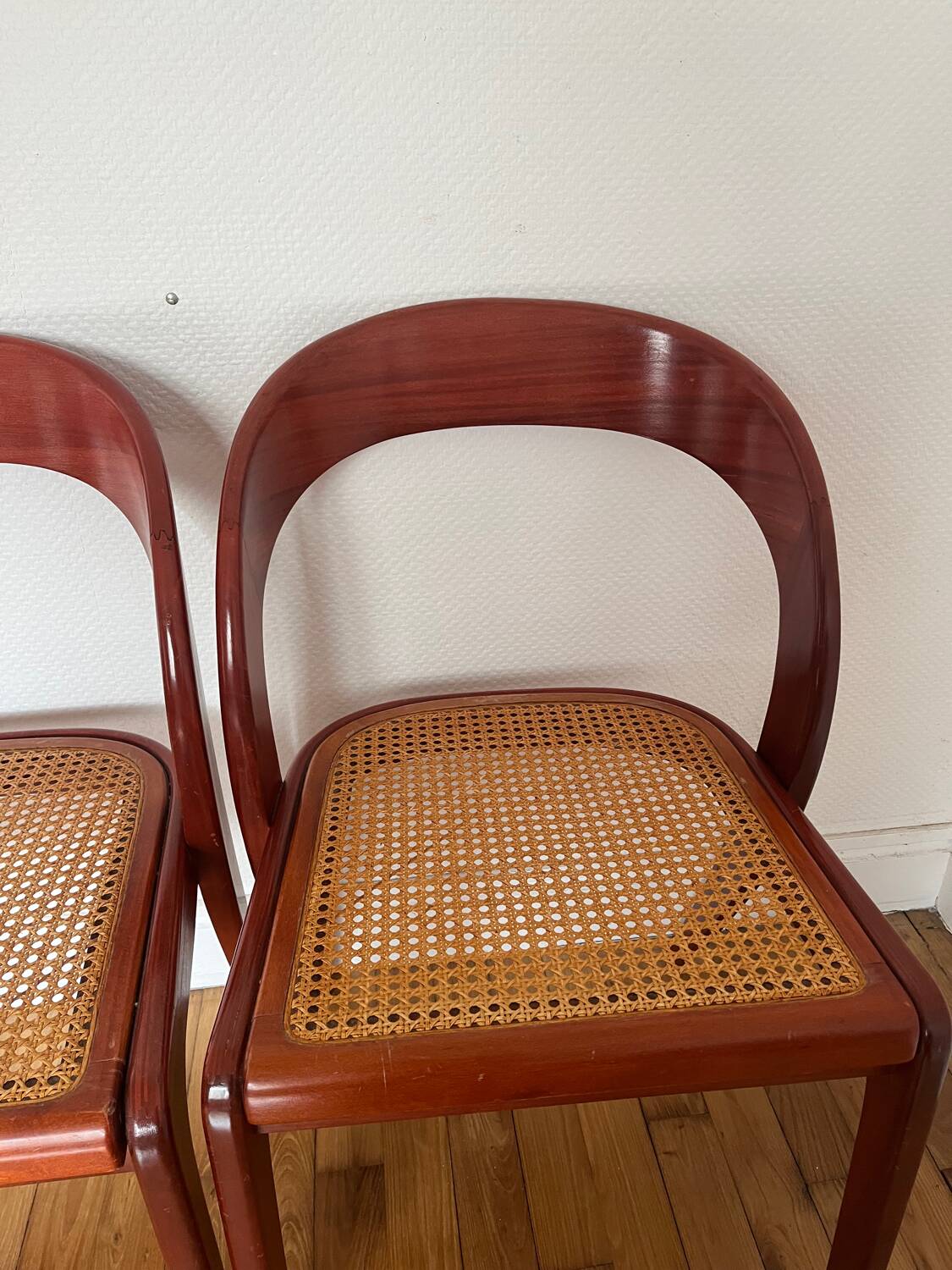 Set of 4 Baumann caned gondola chairs