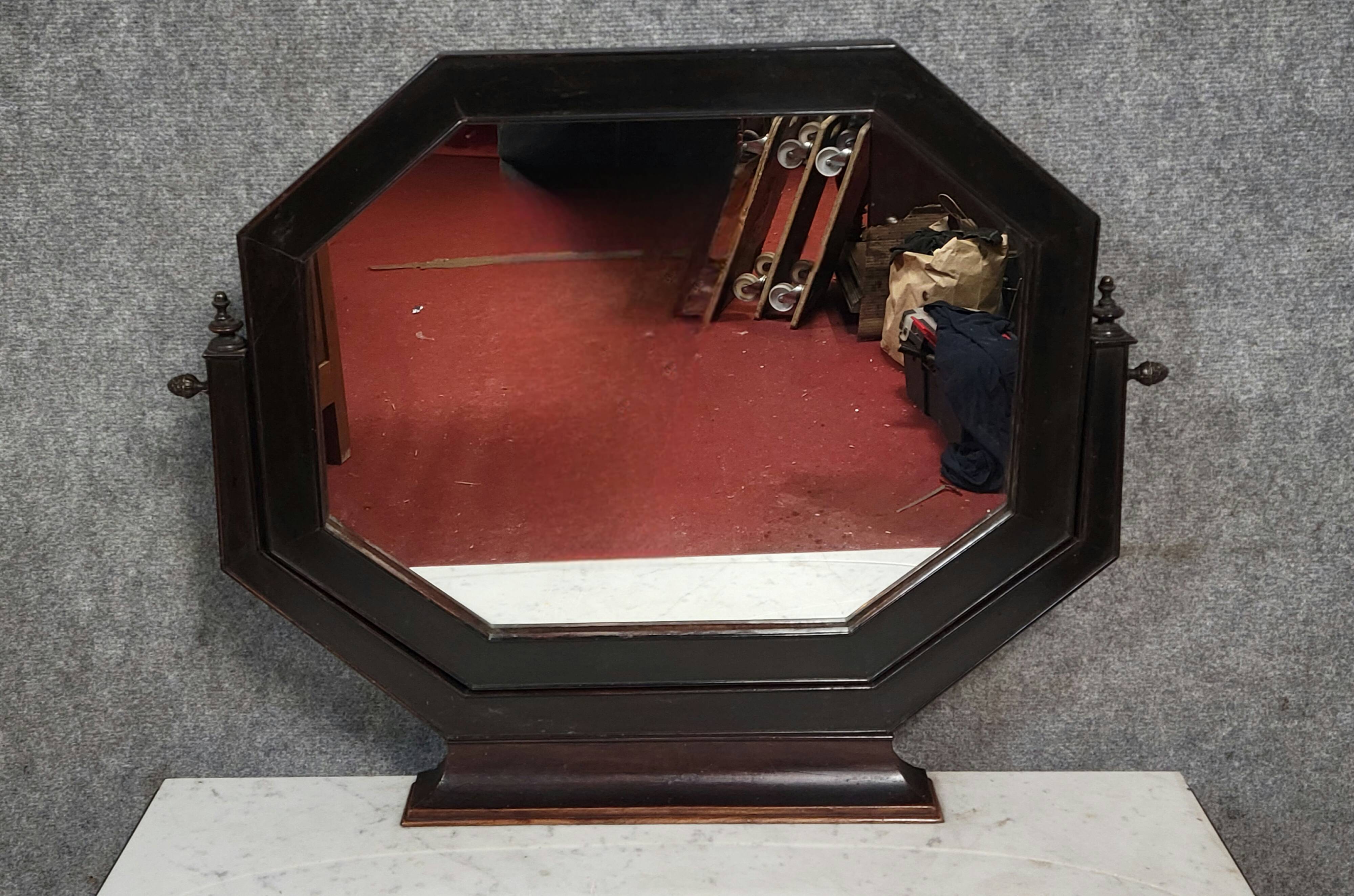 Napoleon III style dressing table in blackened wood, featuring an elegant octagonal mirror