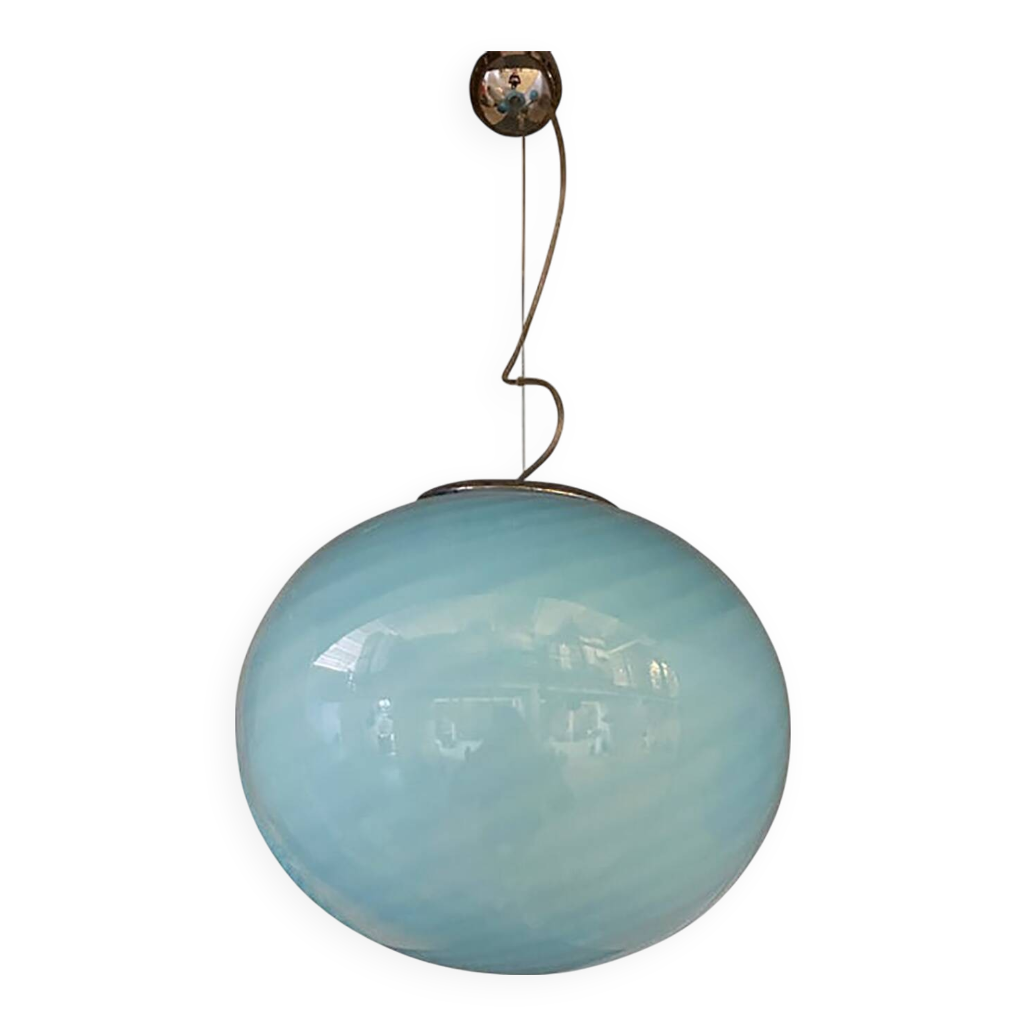 Glass Pendant Swirling Blue and White