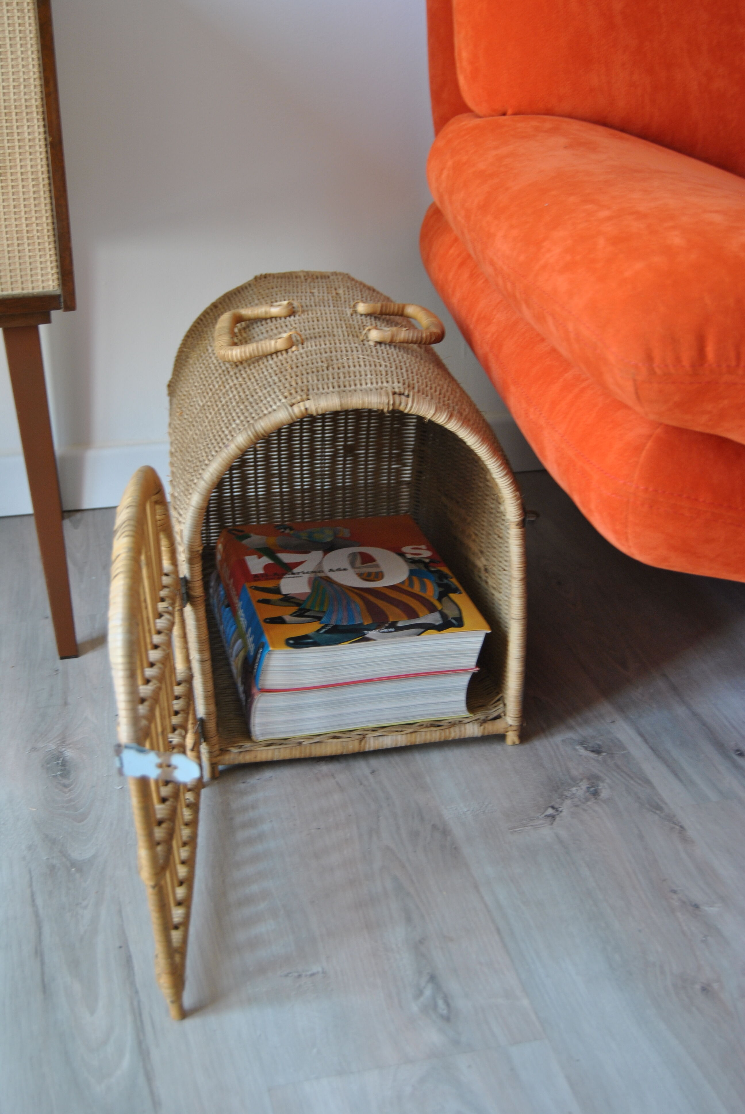 Wicker/rattan cat cage - 1970s