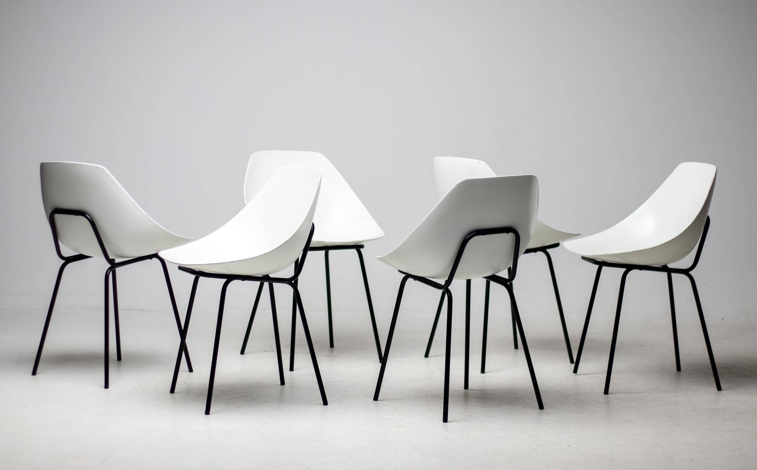 Six Shell Chairs by Pierre Guariche