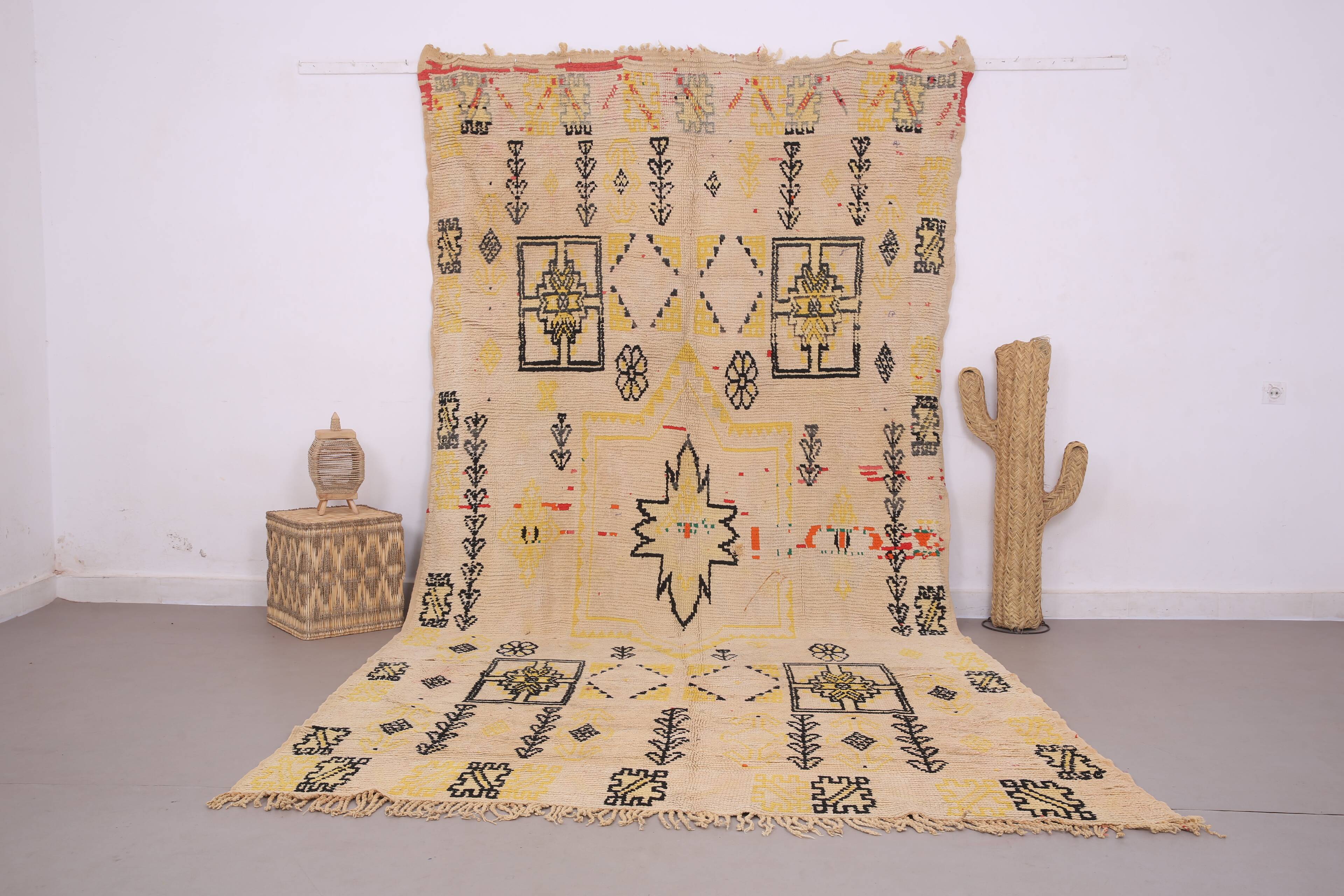 Beige Vintage Moroccan Rug 199 x 376 cm - Berber Wool Rug Handmade