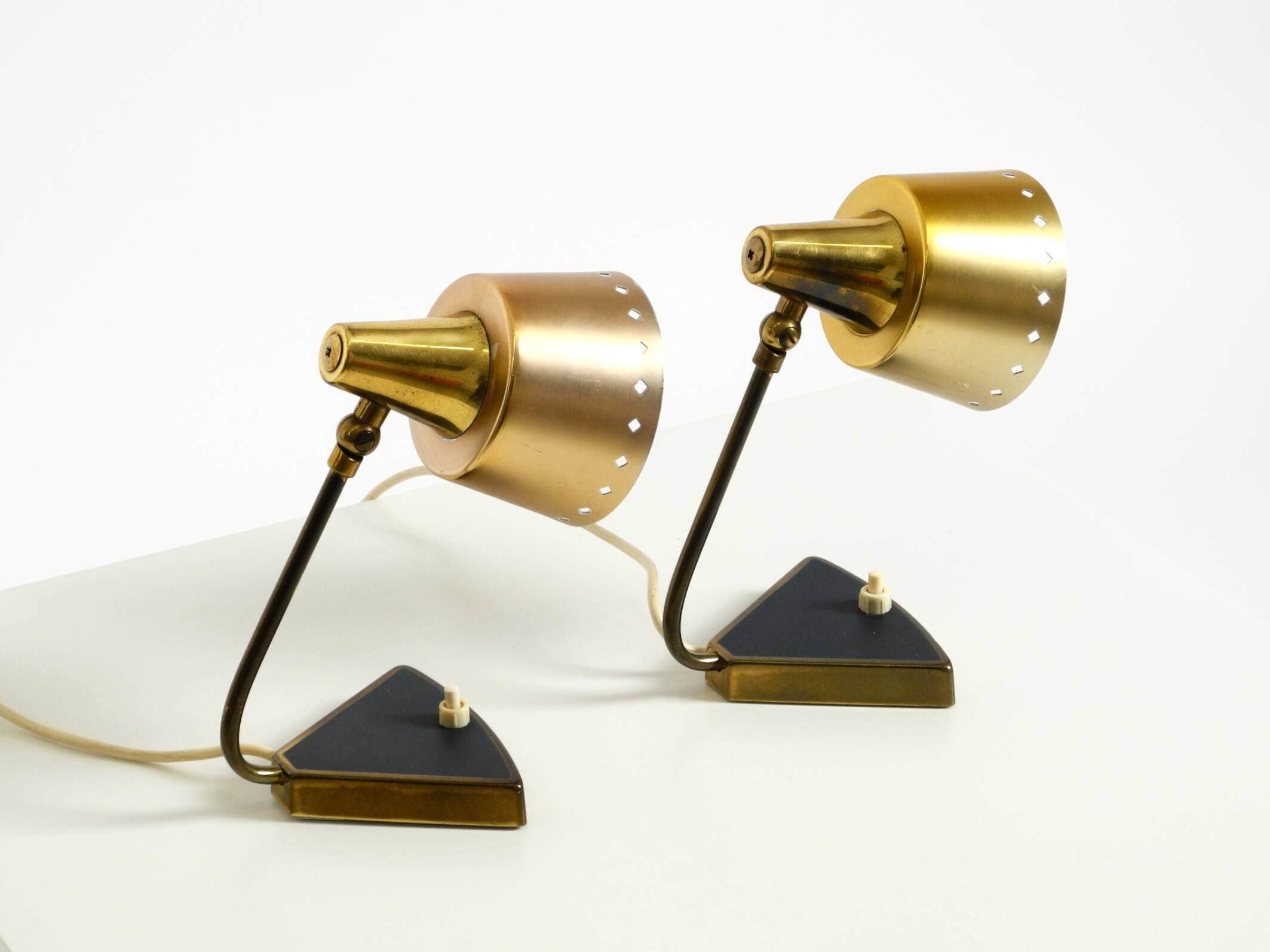 Two beautiful rare Mid Century Modern brass table lamps