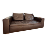 Canapé 3p cuir chocolat Bo concept TBE