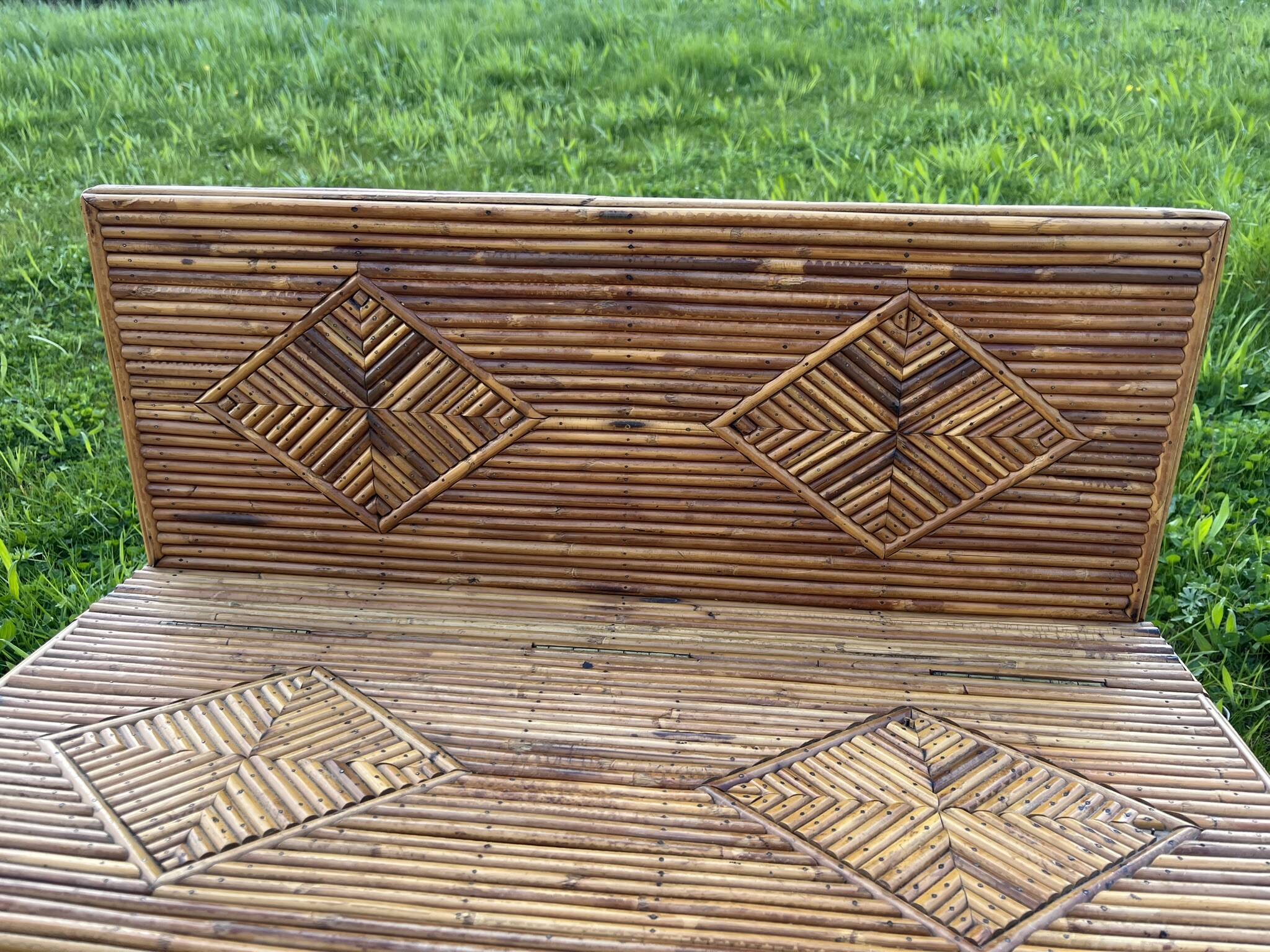 Rattan marquetry chest from the 60s