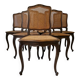 Ensemble de 6 chaises de salle à manger antiques en style Louis XV avec dossier en osier provençal.