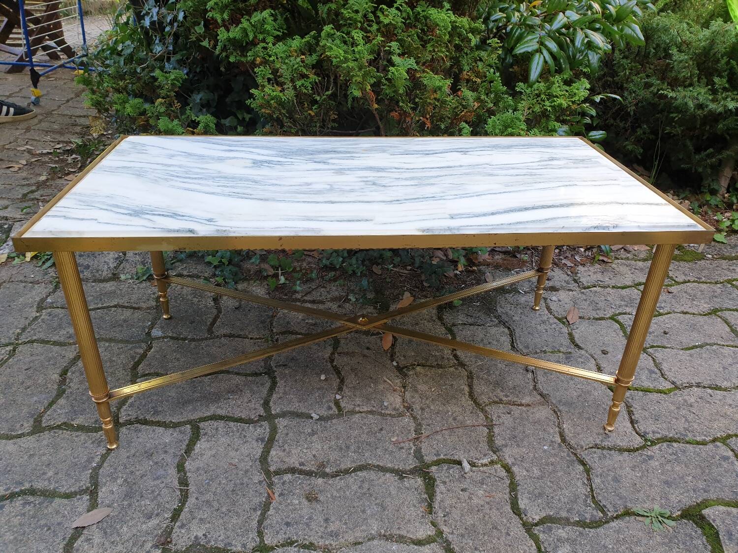 Marble and brass coffee table