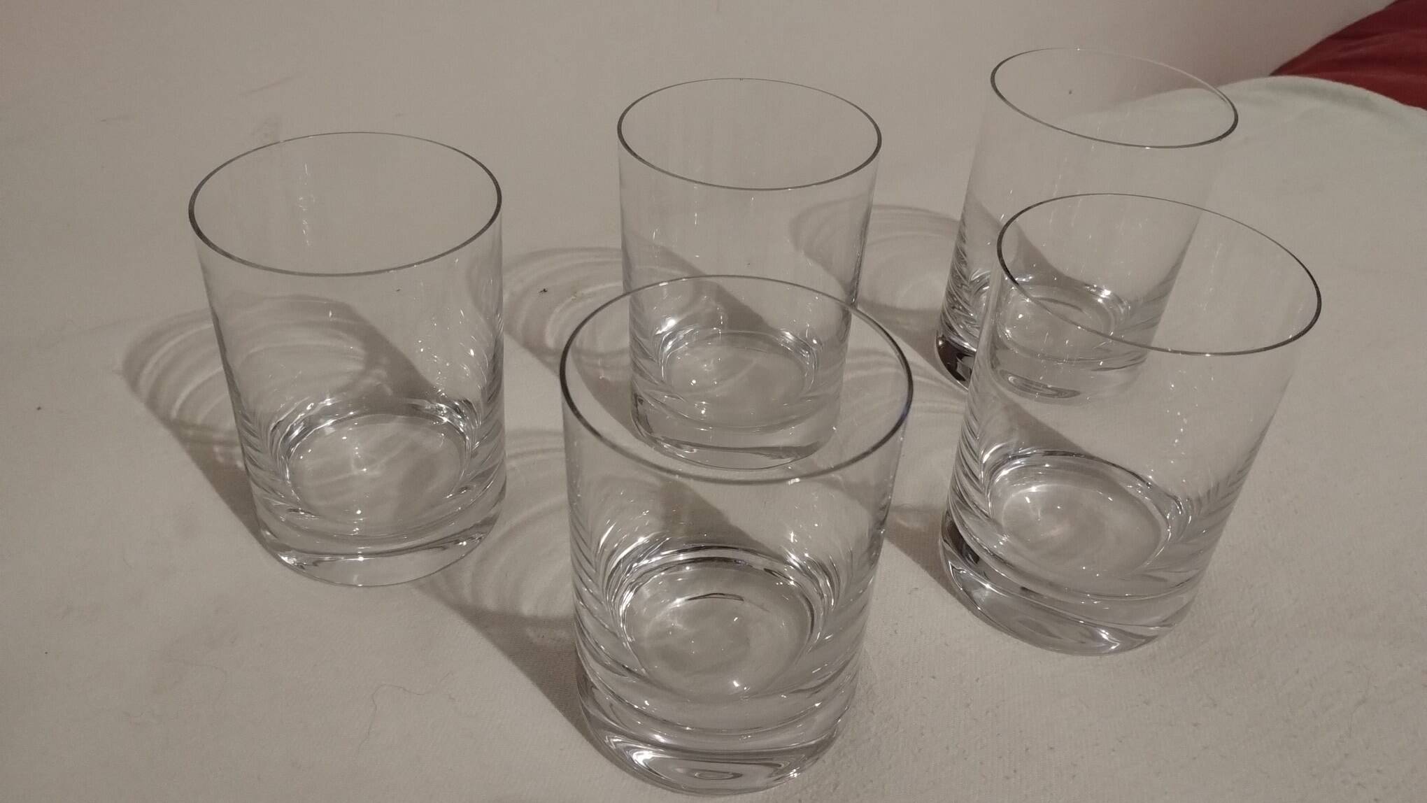 Set of 5 soda or whisky glasses signed "Daum France"