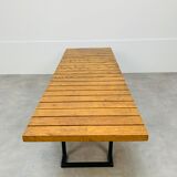 Coffee table with slats 50s bench format style Alain Richard