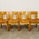 4 brutalist chairs by Silvio Coppola for Roche Bobois, solid pine