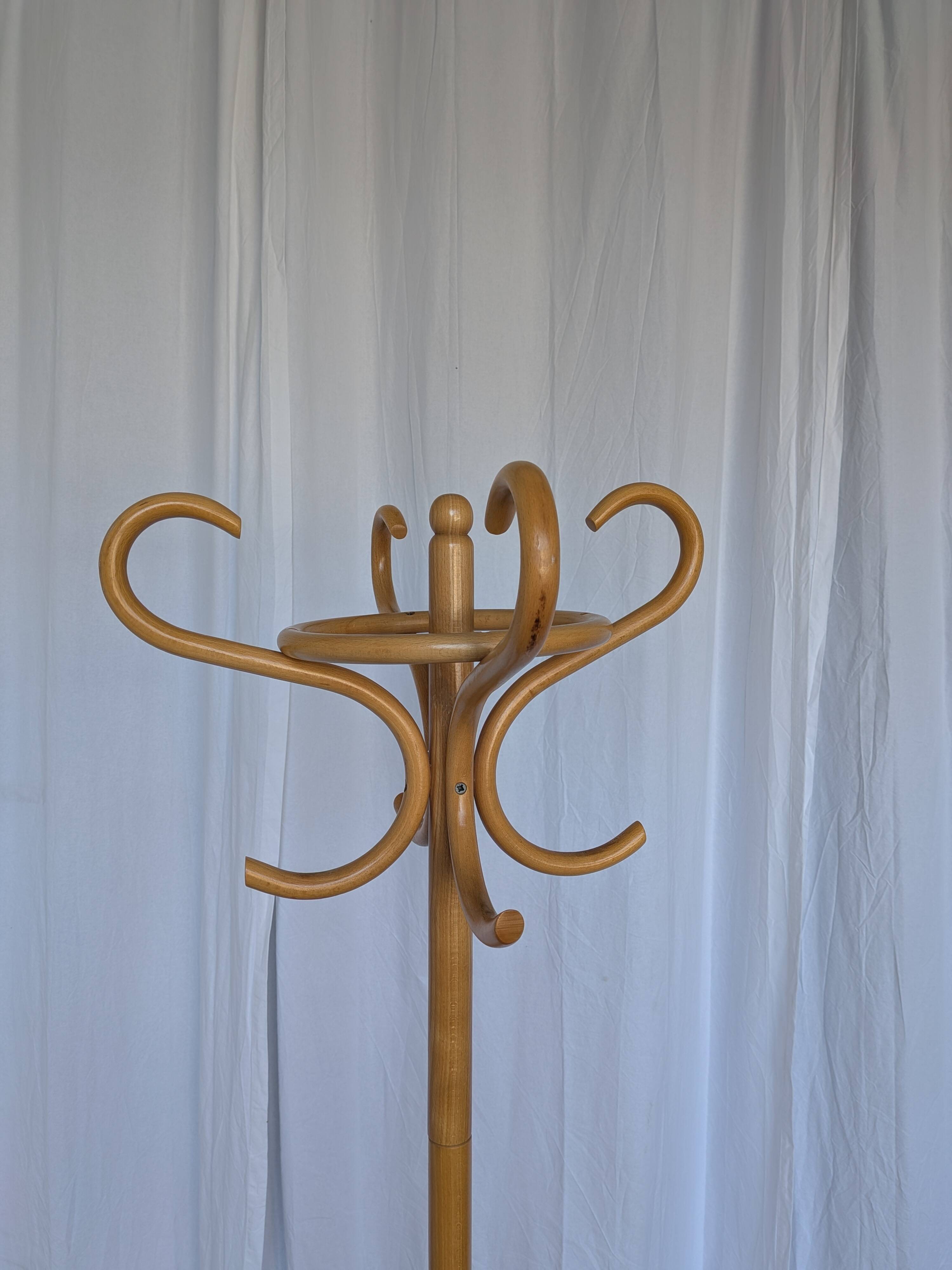 Vintage Bentwood Coat Stand, Thonet Style Hall Tree, Wood Coat Rack