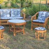 5-piece rattan salon 70/80 year jungle fabric