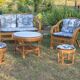 5-piece rattan salon 70/80 year jungle fabric
