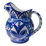 Pichet en céramique bleu et blanc vintage