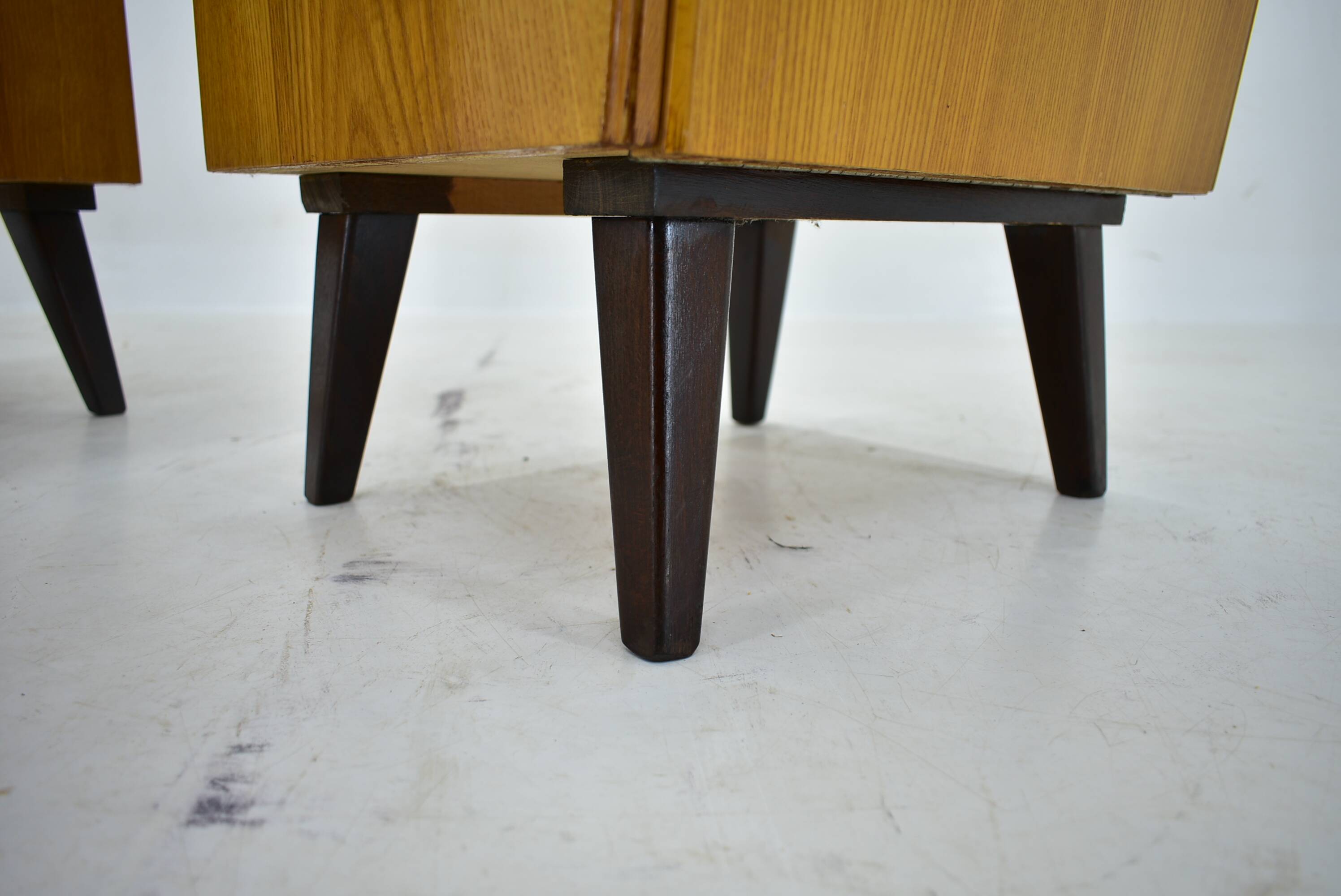 1960s pair of midcentury bedside tables by Mojmir Požár, Czechoslovakia