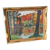 Oil painting on panel - signed Lucien Frennet - framed