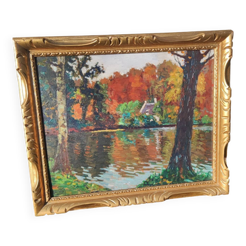 Oil painting on panel - signed Lucien Frennet - framed