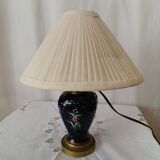 Lamp to be laid in vintage enamelled navy earthenware