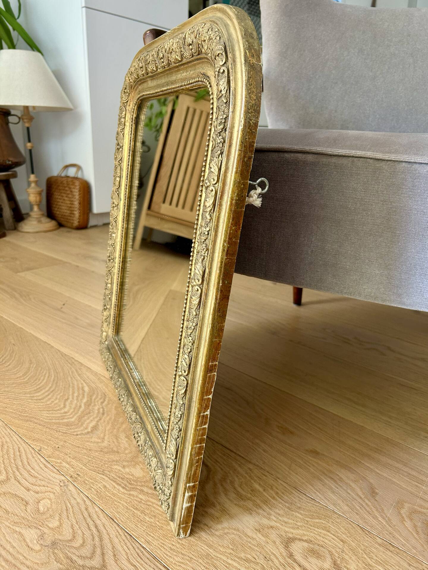Antique gilded carved mirror - antique glass - vintage - Louis XVI