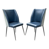 Set of blue dining chairs, Italy, 1950s