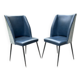 Set of blue dining chairs, Italy, 1950s
