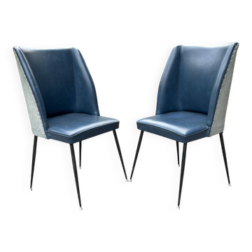Set of blue dining chairs, Italy, 1950s