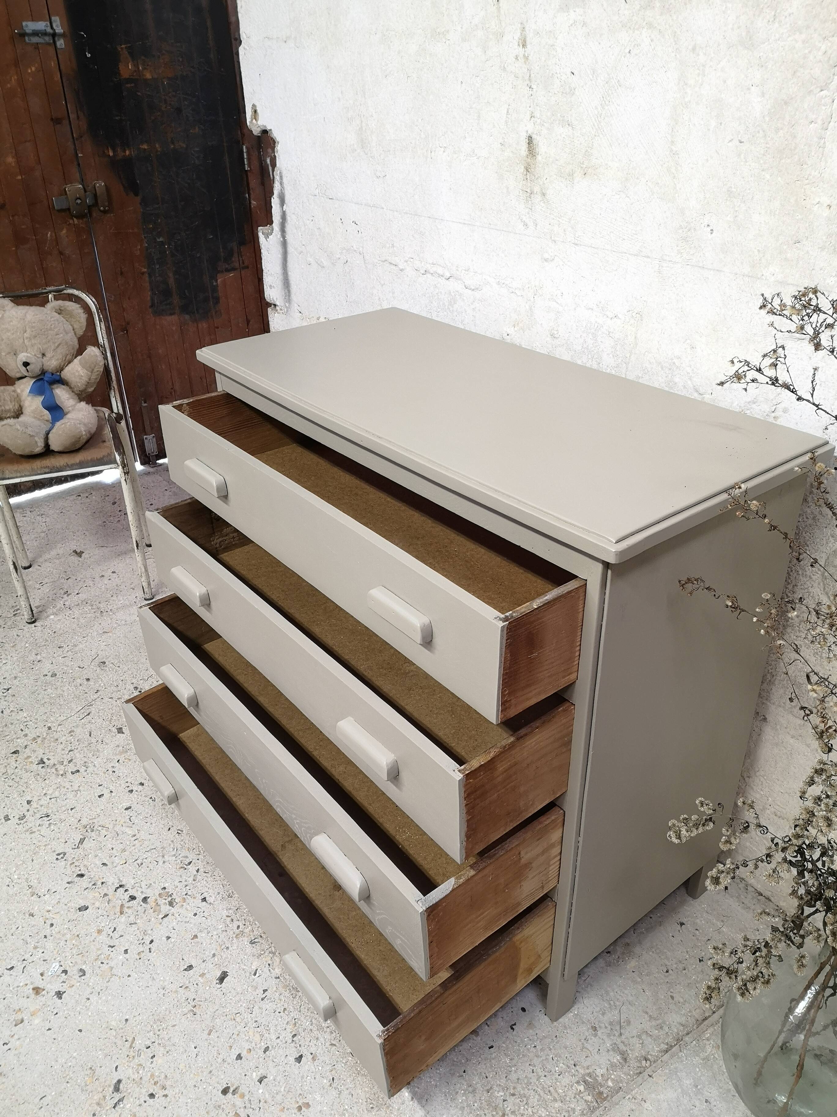 Commode parisienne vintage 50 60 shabby patine