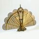 Vintage French brass fire screen, peacock design, 20th century.