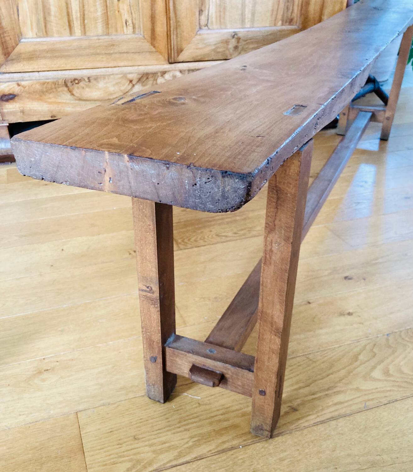 Large 19th century church bench