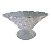 Flared fruit bowl with a pedestal, all made of pressed moulded glass, mid-20th century.