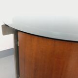 Round Italian teak coffee table swivel bar by Eugenio Gerli for Tecno