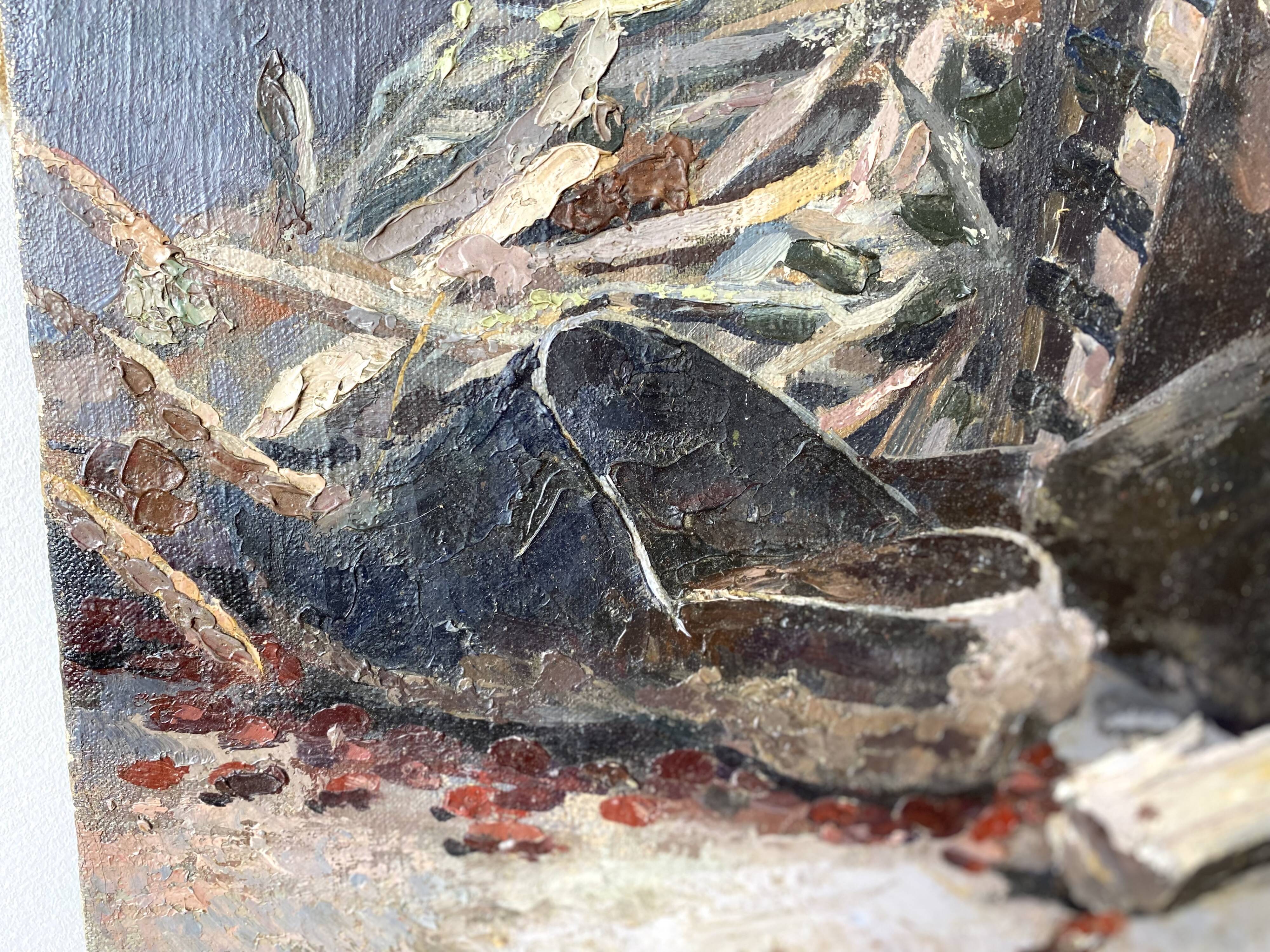 Oil on canvas still life 60s vintage