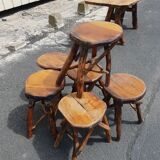 Table and 6 brutalist stools 1970