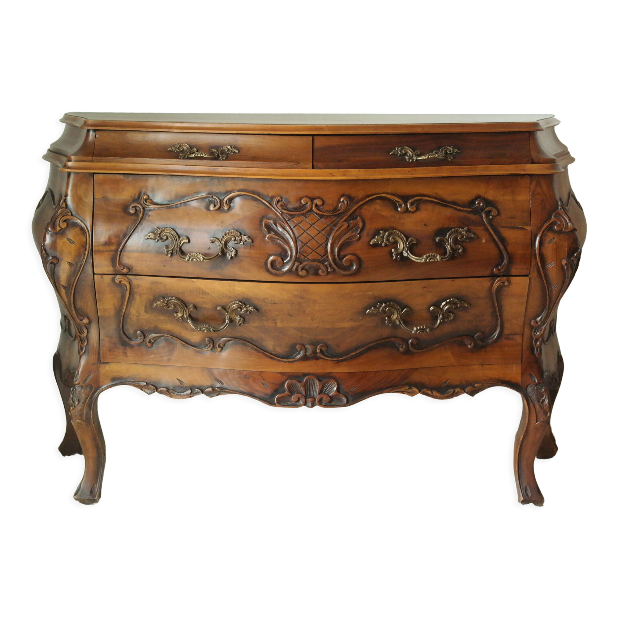 Louis XV style walnut tomb chest of drawers, 20th century